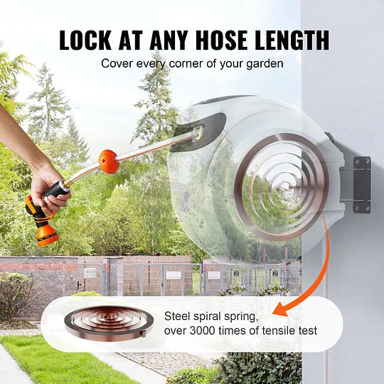 🌿 Smart Wall Hose Reel – Swivels for Easy Watering!