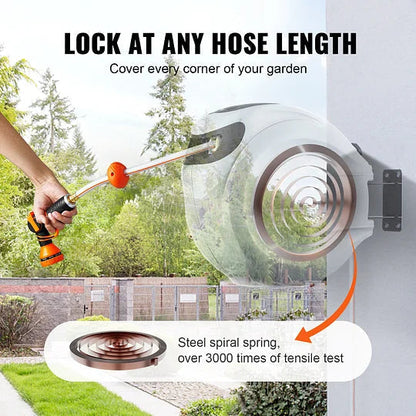 🌿 Smart Wall Hose Reel – Swivels for Easy Watering!