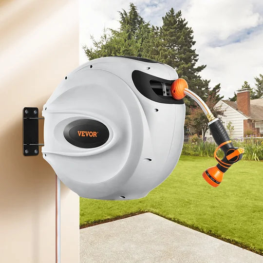 🌿 Smart Wall Hose Reel – Swivels for Easy Watering!
