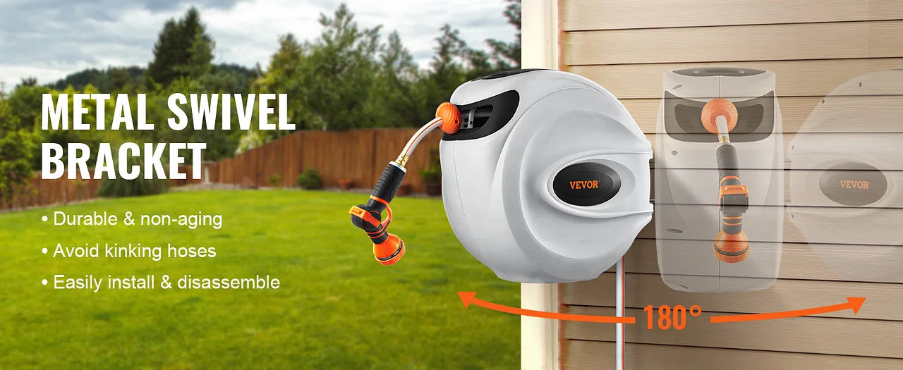 🌿 Smart Wall Hose Reel – Swivels for Easy Watering!