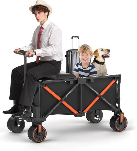 🚗 Foldable Electric Wagon with Seat – Ride or Tow in Comfort