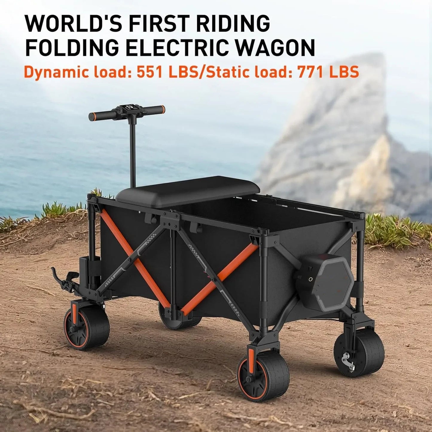 🚗 Foldable Electric Wagon with Seat – Ride or Tow in Comfort
