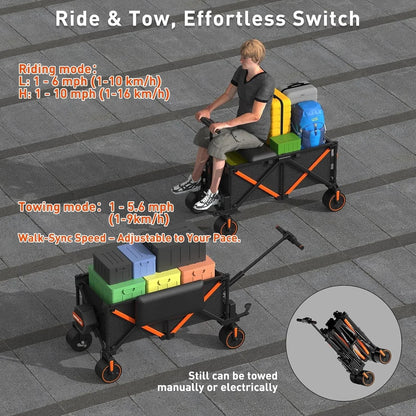 🚗 Foldable Electric Wagon with Seat – Ride or Tow in Comfort