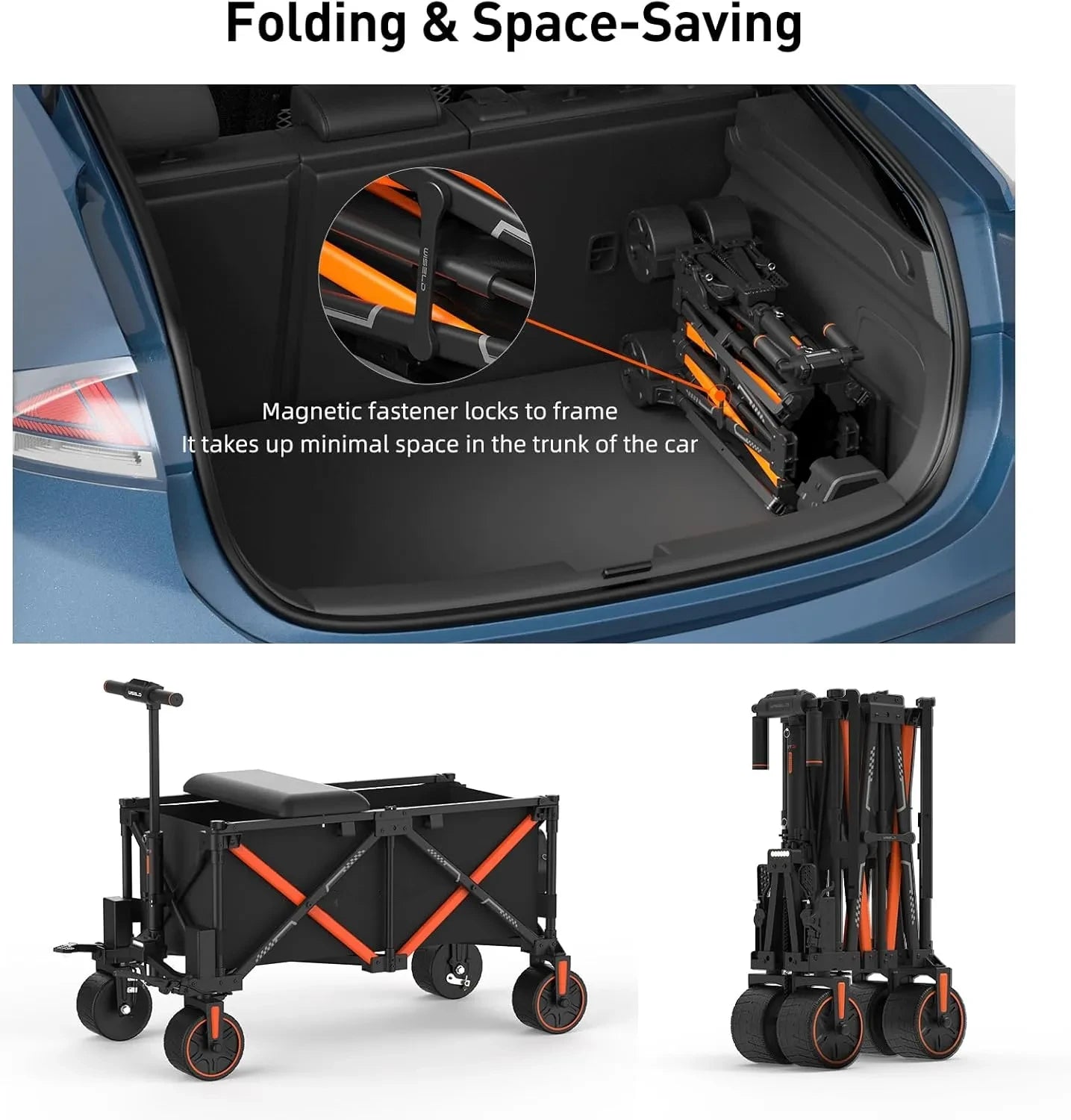 🚗 Foldable Electric Wagon with Seat – Ride or Tow in Comfort