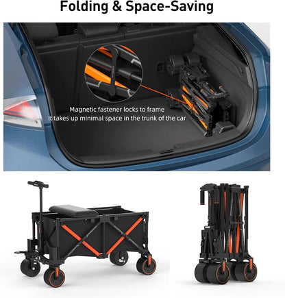 🚗 Foldable Electric Wagon with Seat – Ride or Tow in Comfort