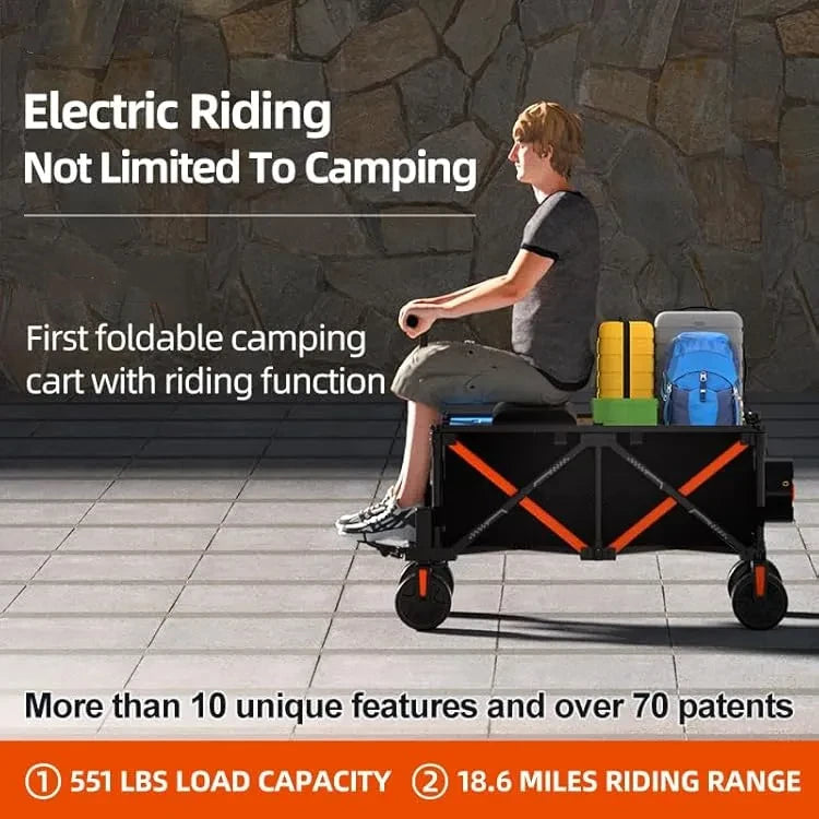 🚗 Foldable Electric Wagon with Seat – Ride or Tow in Comfort